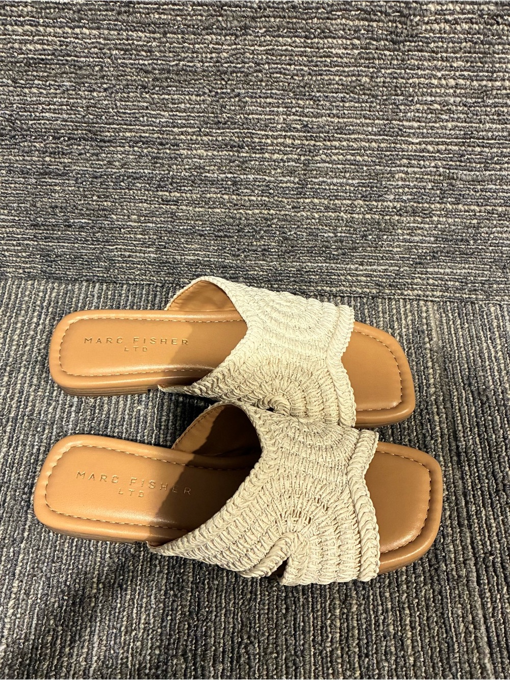 Marc Fisher Cream Braided Slide Sandals